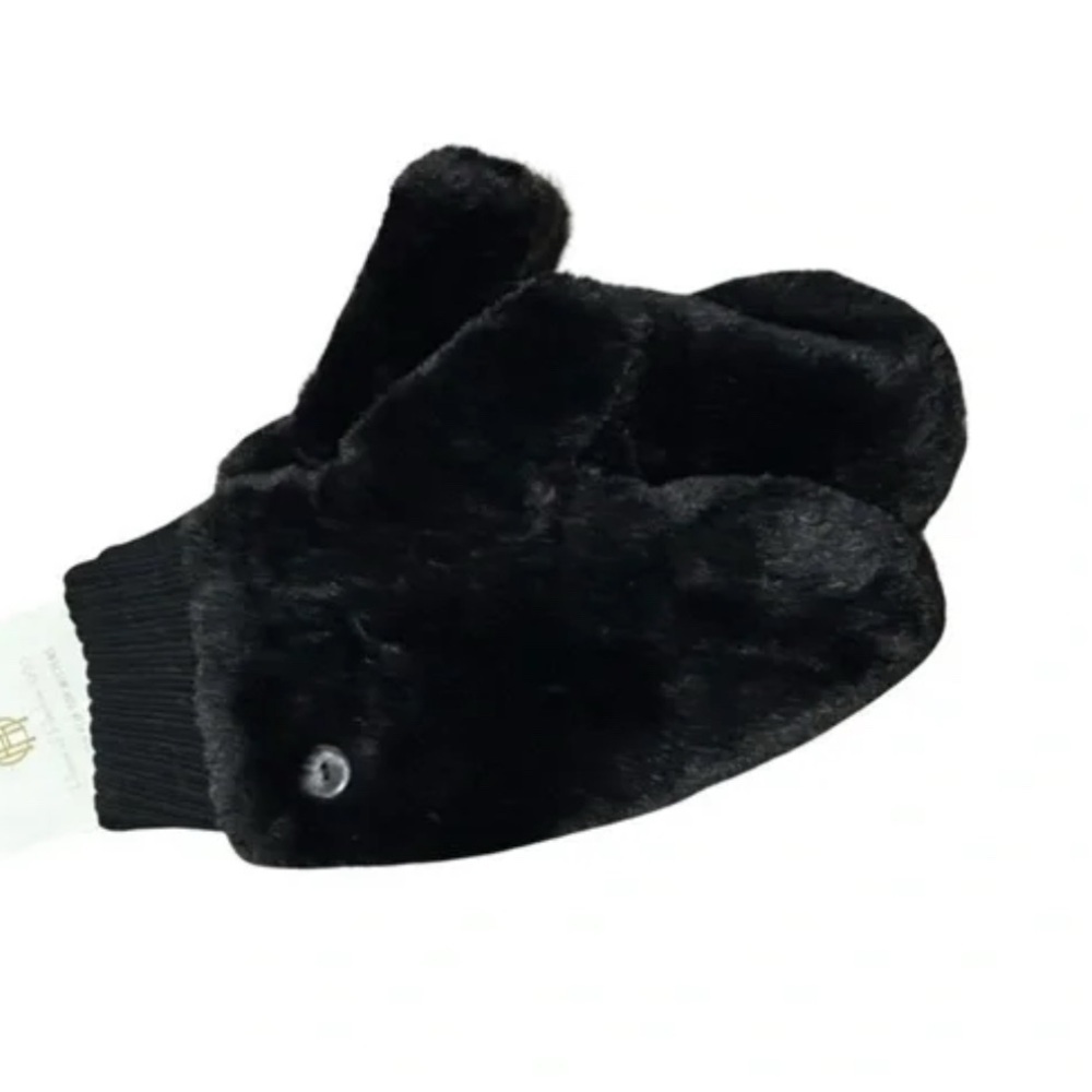 House of Harlow 1960 Faux Fur Mittens & Wristlet Bag Gift Set - Black
